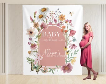 Floral Baby Shower Backdrop: Arch 'Baby in Bloom' Banner