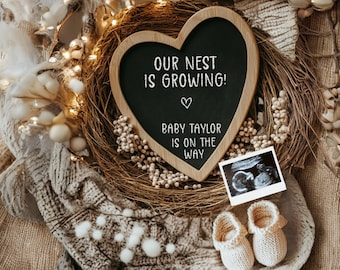 Growing Nest Pregnancy Announcement: Boho Baby Reveal (Digital)