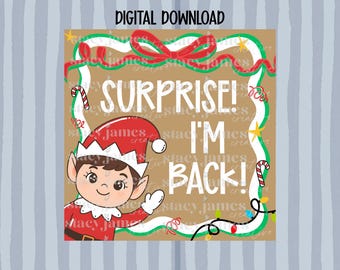 Surprise I’m Back Elf Banner Template • 36x36 DIY Painted Banner Download • Elf Return Sign • Elf Goodbye Sign • See Ya Next Year Sign