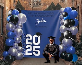 Custom Class of 2026 Graduation Party Backdrop: Personalized School Colors