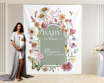 Arch Baby in Bloom Baby Shower Backdrop, Floral Baby Shower Photo Backdrop, Wildflower Shower Banner, Baby in Bloom Decor, Baby in Bloom