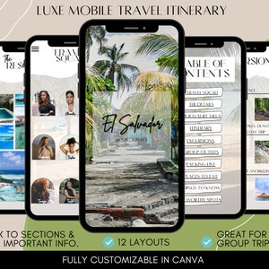 El Salvador Travel Itinerary Template, Birthday Trip Itinerary, Family Trip, Girls Trip Travel Template, Travel Guide, Trip Planner