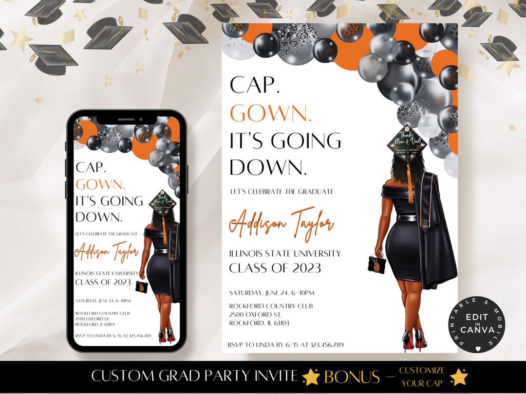 Graduation Party Invitation, Black Girl Graduate, Brown Girl Grad
