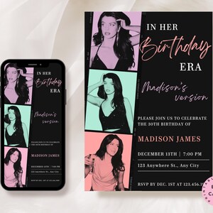 Eras Birthday Invitation Template: Animated Photo Party Invite (Digital Download)