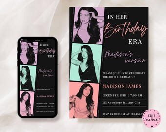 Eras Birthday Invitation Template: Animated Photo Party Invite (Digital Download)