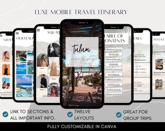 Luxe Tulum Mobile Travel Itinerary: Editable Template (Digital)