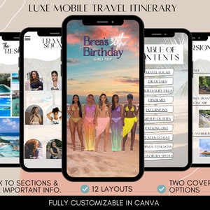Beach Sunset Girls Trip Itinerary: Canva Template (Digital Download)