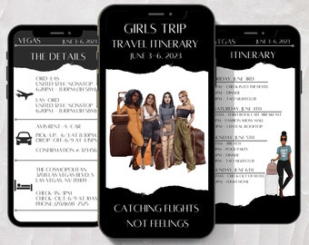 Black Girls Trip Itinerary Template: Mobile Travel Guide (Canva)