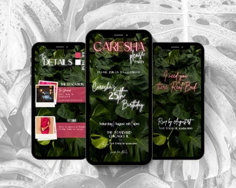 Invitación de cumpleaños de Caresha Please: Plantilla para fiesta de chicas (digital)