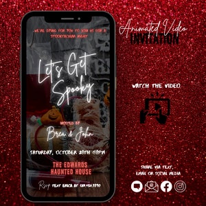 Let&#39;s Get Spooky Video Halloween Invitation, Digital Halloween Invitation Template, Halloween Party Invitations, Animated Spooky Invitation