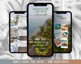 Video Trip Invitation: Beach Getaway, Birthday Adventure (Digital)