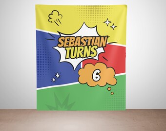 Custom Superhero Birthday Backdrop: Personalized Kids Party Decor