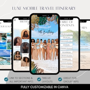 Black Girls on the Beach Mobile Travel Itinerary, Digital Itinerary, Birthday Trip Itinerary, Bachelorette Weekend Trip, Girls Trip 110