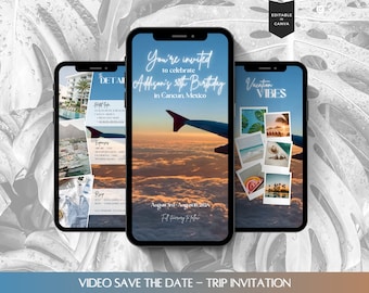 You're Invited Video Trip Invitation, Video Save the Date Trip Invitation, Birthday Weekend Trip Invite, Editable Trip Invitation Template