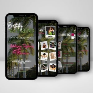 Birthday Weekend Itinerary Template, Weekend Trip Itinerary, Vacation Planner, Video Birthday Invitation, Digital Itinerary, Weekend Getaway