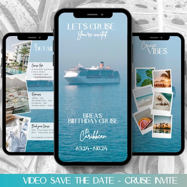 Cruise Invitation, Video Save the Date Trip Invitation, Adventure Invitation, Birthday Trip, Family Reunion Cruise, Digital Trip Invite