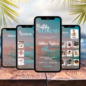 Birthday Weekend Itinerary, Weekend Trip Itinerary, Girls Trip Planner, Video Birthday Invite, Digital Itinerary Template, Beach Vibes
