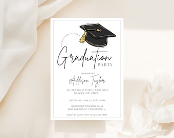 Minimalist Graduation Party Invitation Template (Digital Download)