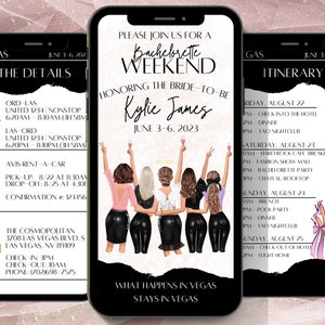 Mobile Bachelorette Party Itinerary Template: Electronic Trip Invite (Canva)