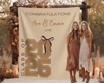 Custom Class of 2025 Graduation Party Banner: Personalized School Colors Backdrop