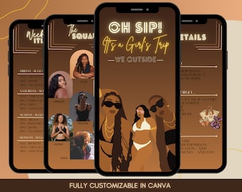 Black Girls Trip Itinerary Template: Mobile Travel Planner (Digital)