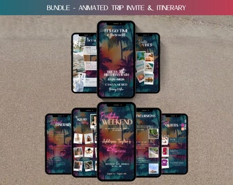 Birthday Trip Invitation & Itinerary Template Bundle (Digital Download)