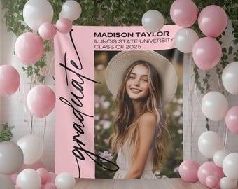 Custom Graduation Photo Banner: Class of 2025, School Colors Backdrop