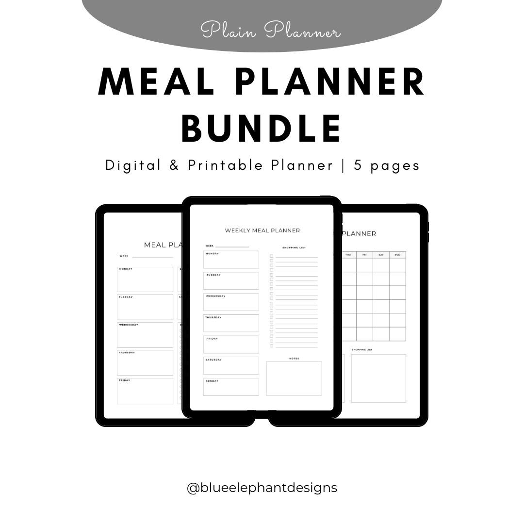 Ultimate Meal Planner Bundle - Digital Weekly Menu Organizer, Grocery ...