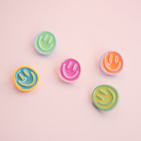 Pastel Smiley Face Pin | Smiley Face Brooch | Colourful Pin Badge | Smile Accessories