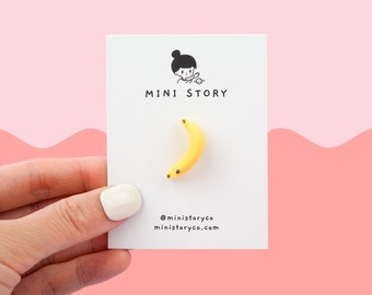 Banana Pin | Miniature Banana Brooch | Cute Fruit Lapel Pin for Backpacks and Jackets | Banana Lover Gift | Whimsical Banana Lapel Accessory