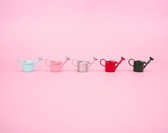 Colourful Watering Can Fridge Magnet | Tiny Garden Flower Watering Pot and Plant Magnet Pair | Gift for Home | Garden Themed Kitchen Decor