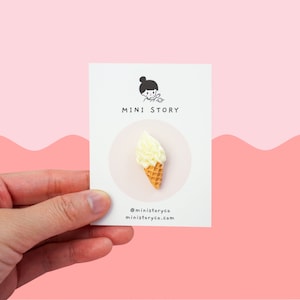 Ice Cream Cone Pin | Vanilla Cone Brooch | Vanilla Soft Serve Cone Pin | 3D Twist Ice Cream Pin | Dessert Pin
