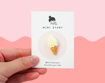 Ice Cream Cone Pin | Vanilla Cone Brooch | Vanilla Soft Serve Cone Pin | Sweet Twist Ice Cream Pin | Sweet Dessert Accessory | Adorable Gift