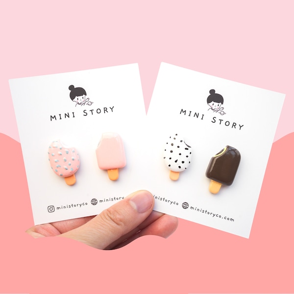 Ice Cream Bars Pin | Popsicle Pin | Chocolate Ice Cream Bar Brooch | Dessert Food Pin | Lapel Pin | Pink Popsicle Pins