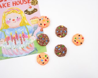 Set di magneti con biscotti morbidi al forno / Grazioso magnete da frigorifero con gocce di cioccolato / Regalo per gli amanti dei biscotti e per i buongustai / Magnete per bacheca / Divertente decorazione da cucina