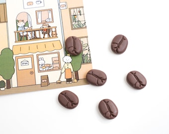 Coffee Beans Magnet Set | Coffee Lover&#39;s Gift | Espresso Bean Fridge Magnets | Coffee Addict | Coffee Shop Decor Magnets | Cafe Magnet