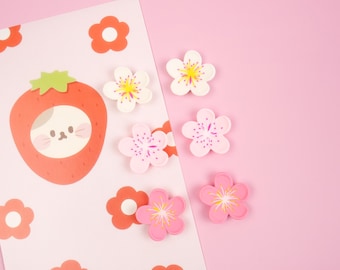 Sakura Flower Magnet Set | Cherry Blossom Fridge Magnet | Spring Home Accessory | Cute Flower Notice Board Magnet | Aesthetic Office Supply