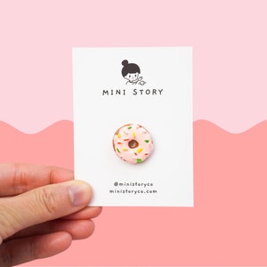 Rainbow Donut Pin | 3D Pink Donut Brooch | Cute Doughnuts Pin | Aesthetic Pin | Miniature Food Pin