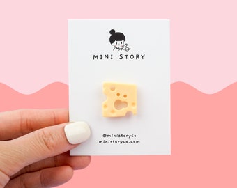 Swiss Cheese Slice Pin | Miniature Cheese Brooch for Cheese Lovers | Cute Foodie's Accessory | Whimsical Gift for Friends
