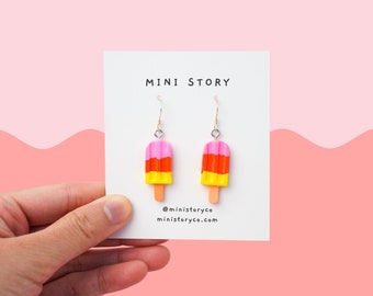 Popsicle Dangle Earrings | Colourful Popsicle Earrings | Vibrant Summer Jewellery Gift | Fun Cute Earrings | Miniature Dessert Jewelry