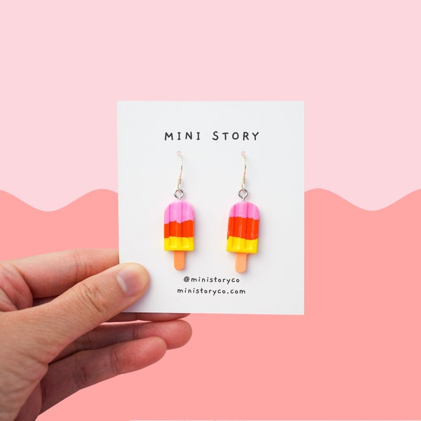 Popsicle Dangle Earrings | Colourful Popsicle Earrings | Vibrant Summer Jewellery Gift | Fun Cute Earrings | Miniature Dessert Jewelry