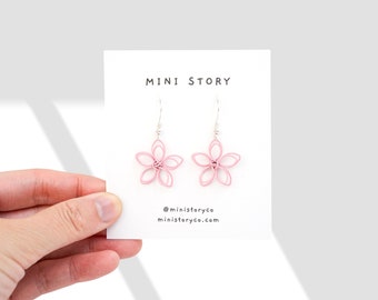 Sakura Flower Dangle Earrings | Aesthetic Cherry Blossom Jewellery | Spring Floral Earrings | Cute Gift for Her | Bridesmaid Gift