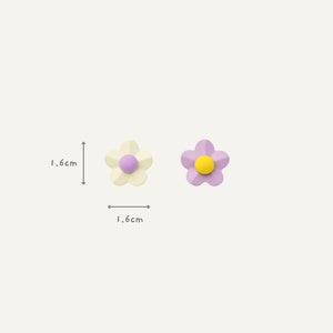 Retro Flower Mismatched Earrings Forget Me Not Earrings Statement Flower Stud Earrings Purple Floral Jewellery Y2K Cute Earrings image 7