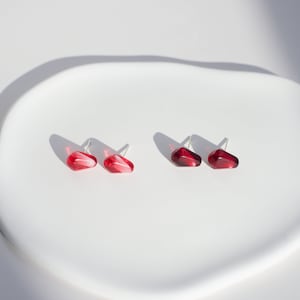 Pomegranate Seed Stud Earrings | Aesthetic Earrings | Miniature Fruit Jewellery | Silver Studs | Mother's Day Gift