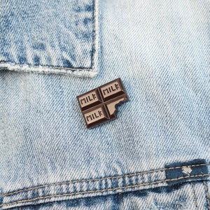 Milk Chocolate Pin | Bitten Chocolate Bar Brooch | Chocolate Bar Pin | Milk Chocolate Brooch | Miniature Food Pin | Gift for Chocolate Lover