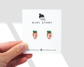 Carrot Stud Earrings | Tiny Carrot Studs | Cute Handmade Earrings | Vegetable Jewellery | Easter Accessories | Silver Stud Earrings