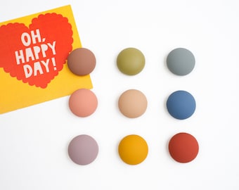 Colourful Matte Magnet Set | Pastel Fridge Magnets | Minimalist Decor Magnets | Notice Board Magnets | Set of 9 Decorative Magnets