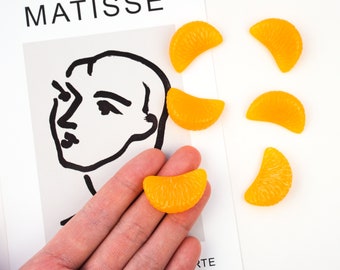 Ensemble d'aimants en mandarin | Tranches de mandarine juteuses | Aimant Mandarine | aimant pour réfrigérateur de fruits miniatures | Tableau d'affichage fixe