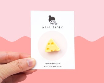 Cheese Brooch | Cheese Wedge Pin | 3D Swiss Cheese Pin | Cheddar Cheese Pin | Miniature Food Pin