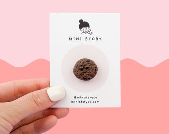 Chocolate Chip Cookie Pin | Handmade Miniature Cookie Brooch | Chewy Chocolate Cookie Lover Gift | Cute Foodie Accessory | Whimsical Pin